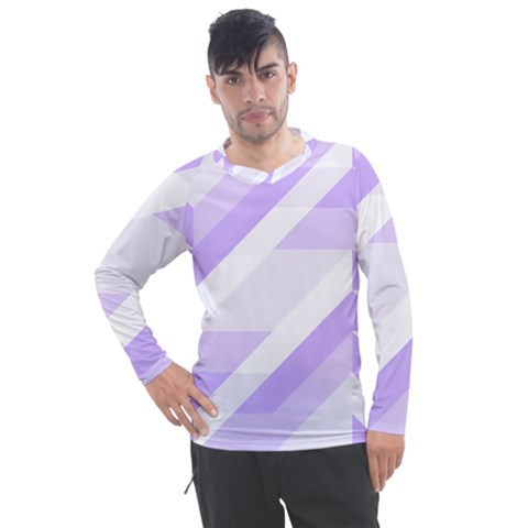 Geometric Abstract Art T- Shirt Purple Mountains Pattern Men s Pique Long Sleeve Tee by maxcute