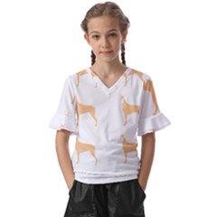 Great Dane T- Shirt Great Dane Dog - Brown - Pattern T- Shirt Kids  V-neck Horn Sleeve Blouse by maxcute
