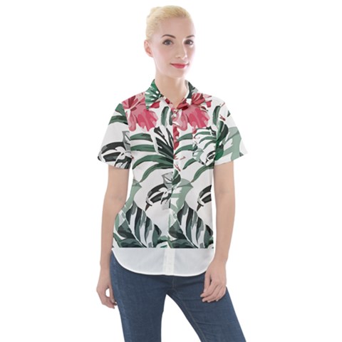Hawaii T- Shirt Hawaii Flaw Pattern T- Shirt Women s Short Sleeve Pocket Shirt by maxcute