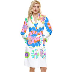 Hippie T- Shirt Psychedelic Floral Power Pattern T- Shirt Long Sleeve Velour Robe by maxcute