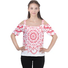 Intricate Mandala T- Shirt Shades Of Pink Floral Mandala T- Shirt Cutout Shoulder Tee