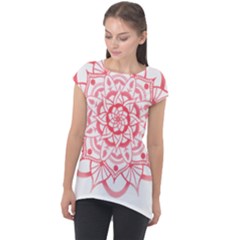 Intricate Mandala T- Shirt Shades Of Pink Floral Mandala T- Shirt Cap Sleeve High Low Top