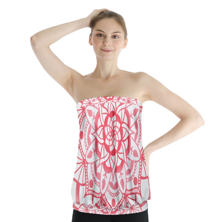 Intricate Mandala T- Shirt Shades Of Pink Floral Mandala T- Shirt Strapless Top