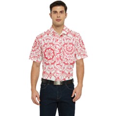 Intricate Mandala T- Shirt Shades Of Pink Floral Mandala T- Shirt Men s Short Sleeve Pocket Shirt 