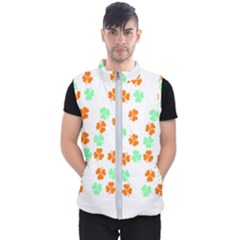 Irish T- Shirt Shamrock Pattern In Green White Orange T- Shirt Men s Puffer Vest