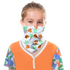 Irish T- Shirt Shamrock Pattern In Green White Orange T- Shirt Face Covering Bandana (kids)