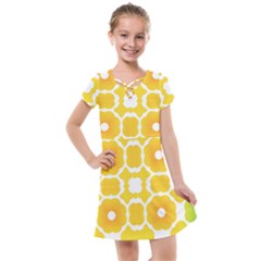 Yellow Seamless Pattern Kids  Cross Web Dress by Ravend