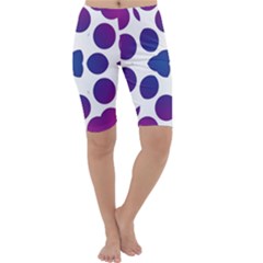 Purple Blue Repeat Pattern Cropped Leggings 
