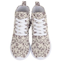 White And Brown Floral Wallpaper Flowers Background Pattern Women s Lightweight High Top Sneakers by Jancukart