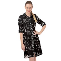 E=mc2 Text Science Albert Einstein Formula Mathematics Physics Long Sleeve Mini Shirt Dress by Jancukart