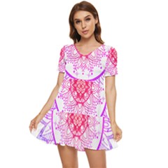 Mandala Design T- Shirttime Travel T- Shirt Tiered Short Sleeve Babydoll Dress by maxcute