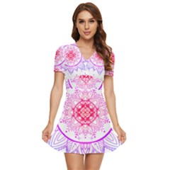 Mandala Design T- Shirttime Travel T- Shirt V-neck High Waist Chiffon Mini Dress by maxcute