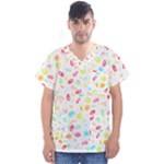 Mircobes T- Shirt Microbial Pattern T- Shirt Men s V-Neck Scrub Top