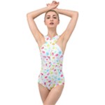 Mircobes T- Shirt Microbial Pattern T- Shirt Cross Front Low Back Swimsuit