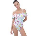 Mircobes T- Shirt Microbial Pattern T- Shirt Frill Detail One Piece Swimsuit