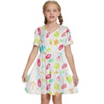Mircobes T- Shirt Microbial Pattern T- Shirt Kids  Short Sleeve Tiered Mini Dress