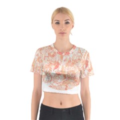 Pattern T- Shirt Autumn Peach Art Nouveau Pattern T- Shirt Cotton Crop Top