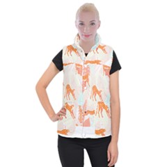 Pattern T- Shirt Hand Drawn Exotic Big Cat Cheetahs, Stretching, Running, Sitting And Walking On Abs Women s Button Up Vest by maxcute