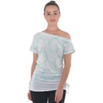 Pattern T- Shirt Lacy Leaves T- Shirt Off Shoulder Tie-Up Tee