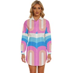 Rainbow T- Shirt Aqua Double Rainbow Arc T- Shirt Womens Long Sleeve Shirt Dress