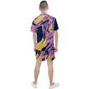 Pink Black And Yellow Abstract Painting Men s Mesh Tee and Shorts Set View2
