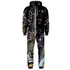 Black Marble Abstract Pattern Texture Hooded Jumpsuit (men) by Jancukart