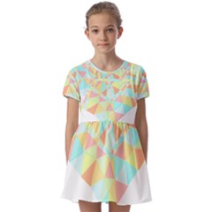 Stained Glass T- Shirt Polygon Geometric Heart Retro T- Shirt Kids  Short Sleeve Pinafore Style Dress by maxcute