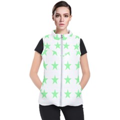 Stars T- Shirt Star Pattern - Green T- Shirt Women s Puffer Vest by maxcute