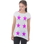 Stars T- Shirt Star Pattern - Pink T- Shirt Cap Sleeve High Low Top