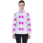 Stars T- Shirt Star Pattern - Pink T- Shirt Women s High Neck Windbreaker