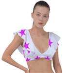 Stars T- Shirt Star Pattern - Pink T- Shirt Plunge Frill Sleeve Bikini Top