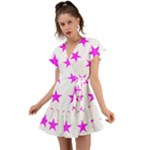 Stars T- Shirt Star Pattern - Pink T- Shirt Flutter Sleeve Wrap Dress