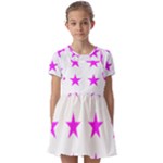 Stars T- Shirt Star Pattern - Pink T- Shirt Kids  Short Sleeve Pinafore Style Dress