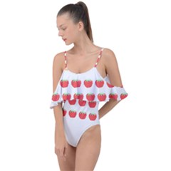 Strawberry T- Shirt We Love Fruit Straberries And Worms T- Shirt Drape Piece Swimsuit by maxcute