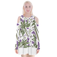 Tropical Island T- Shirt Pattern Love Collection 3 Velvet Long Sleeve Shoulder Cutout Dress by maxcute