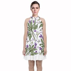 Tropical Island T- Shirt Pattern Love Collection 3 Velvet Halter Neckline Dress  by maxcute