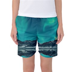 Blue And Green Sky And Mountain Women s Basketball Shorts by Jancukart