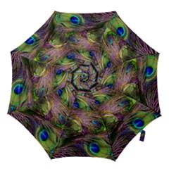 Green Purple And Blue Peacock Feather Hook Handle Umbrellas (large) by Jancukart