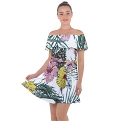 Tropical T- Shirt Tropical Magnificent Flower T- Shirt Off Shoulder Velour Dress by maxcute