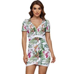 Tropical T- Shirt Tropical Majestic Floral T- Shirt Low Cut Cap Sleeve Mini Dress by maxcute