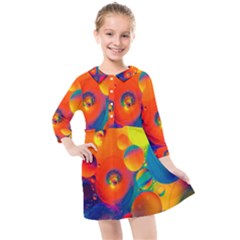 Colorfull Pattern Kids  Quarter Sleeve Shirt Dress by artworkshop