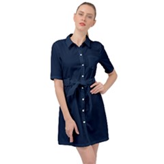 Sapphire Elegance Belted Shirt Dress by HWDesign