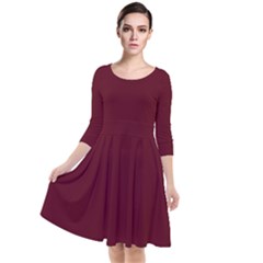 Burgundy Scarlet Quarter Sleeve Waist Band Dress by BohoMe