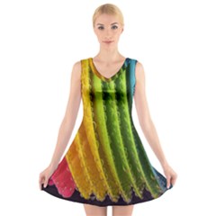  Colorful Illustrations V-neck Sleeveless Dress by artworkshop