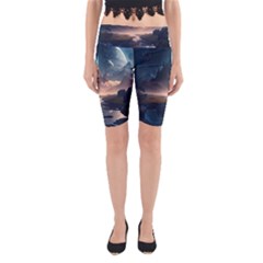 Space Planet Universe Galaxy Moon Yoga Cropped Leggings by Ravend
