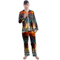 Leadership Alien Soldier Warrior Fantasy Men s Long Sleeve Satin Pajamas Set by Ravend