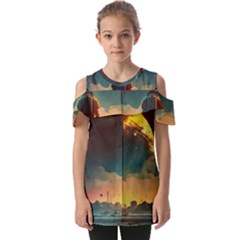 Leadership Alien Soldier Warrior Fantasy Fold Over Open Sleeve Top by Ravend