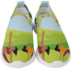 Mother And Daughter Yoga Art Celebrating Motherhood And Bond Between Mom And Daughter  Kids  Slip On Sneakers by SymmekaDesign