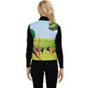 Mother And Daughter Yoga Art Celebrating Motherhood And Bond Between Mom And Daughter. Women s Short Button Up Puffer Vest View2