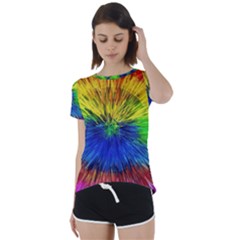 Colour Background Structure Lines Explosion Pop Short Sleeve Open Back Tee by Pakemis